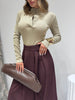 Maglia con Bottoncini a Costine beige