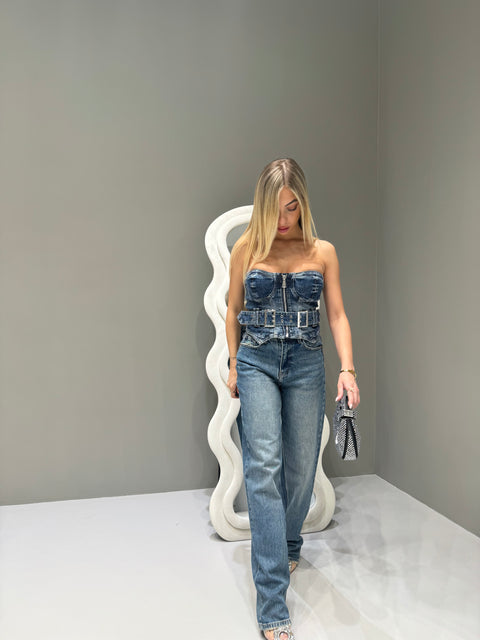 Jeans tasca Strass